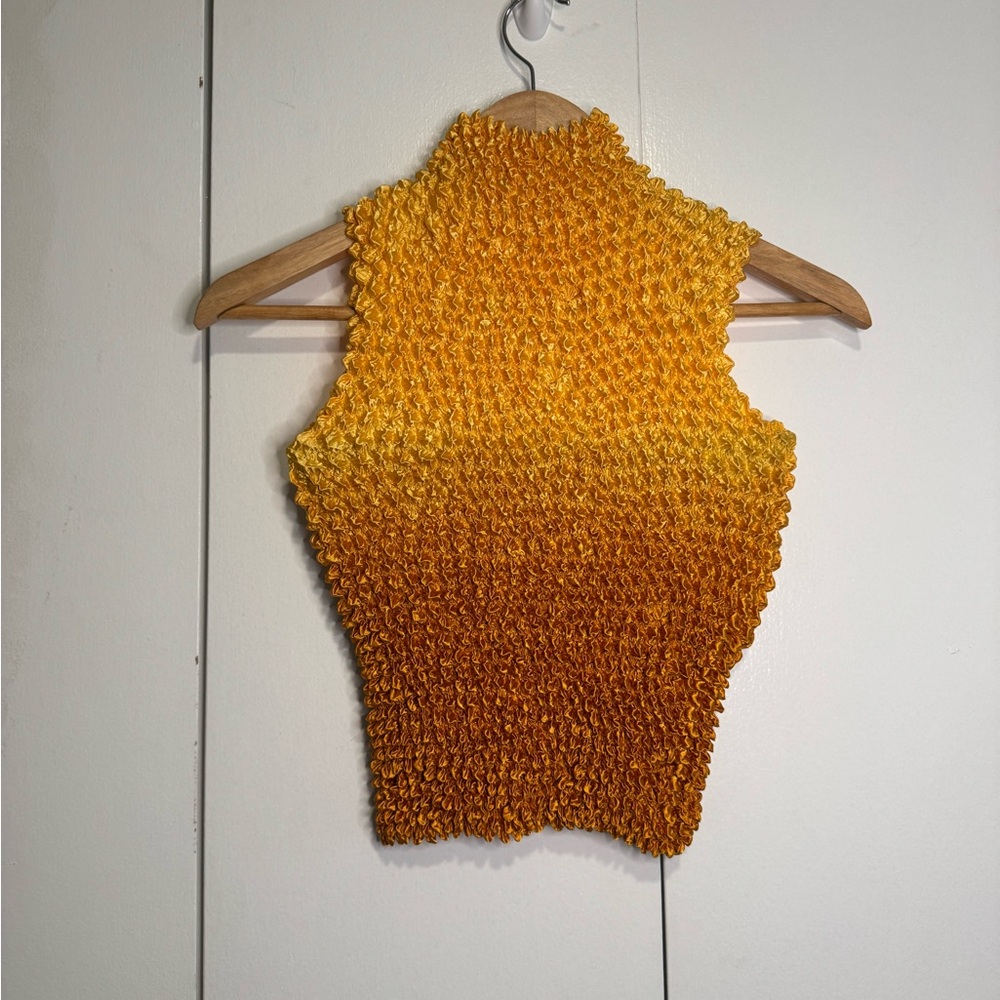 Yellow and Orange Knit Sleeveless Top